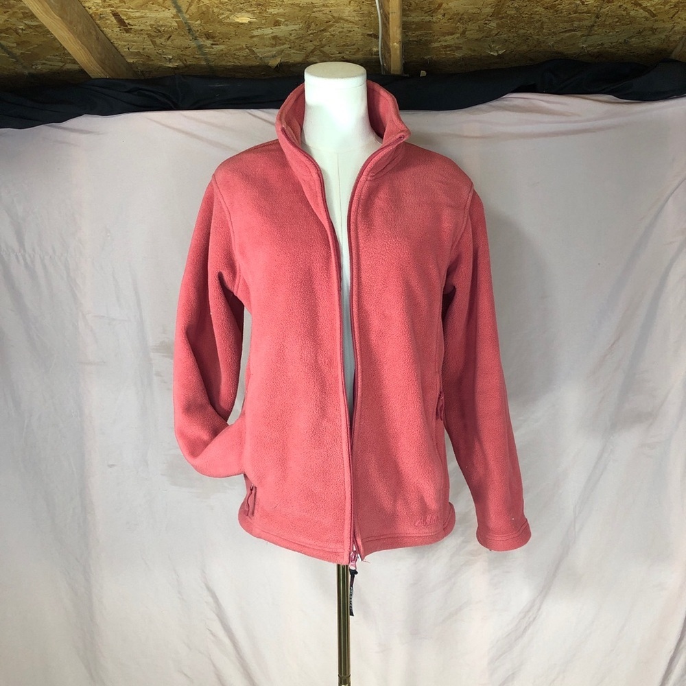 Size Large Coral Full-Zip Fleece Jacket with Pockets
